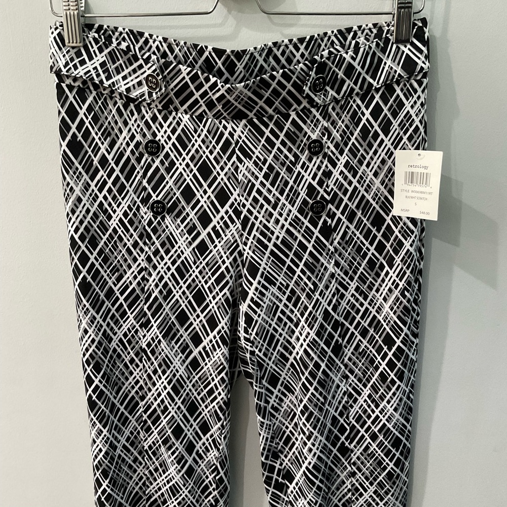 Retrology Black, White and Grey patterned long pants